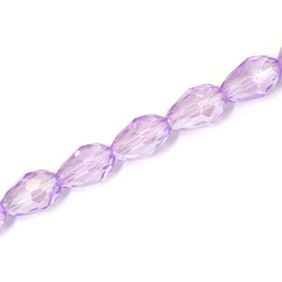 15 X 10 MM CRYSTAL TEARDROP BEADS LIGHT PURPLE - APPROX 48 PCS