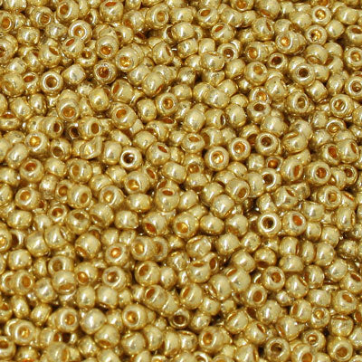 #9/0 ROCAILLES - APPROX 40G - METALLIC YELLOW GOLD