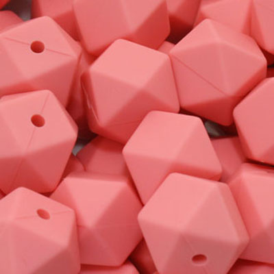 18 MM HEXAGON SILICONE BEADS BABY PINK - 3 PCS
