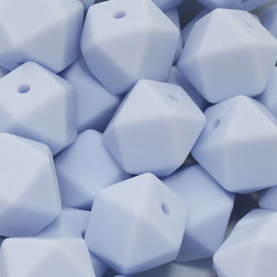18 MM HEXAGON SILICONE BEADS BABY BLUE - 3 PCS