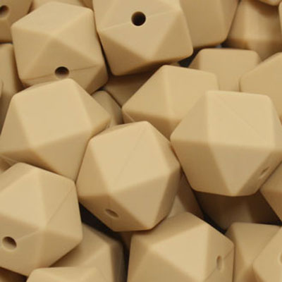 18 MM HEXAGON SILICONE BEADS BEIGE - 3 PCS