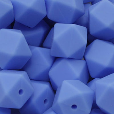 18 MM HEXAGON SILICONE BEADS BLUE - 3 PCS