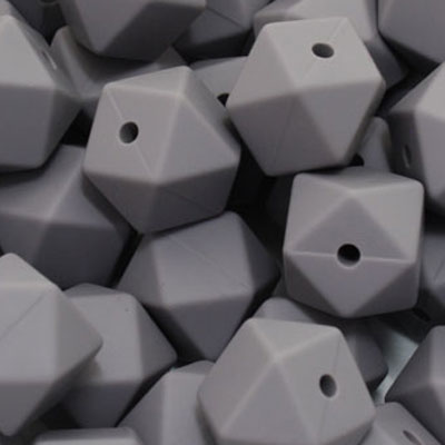 18 MM HEXAGON SILICONE BEADS GREY - 3 PCS