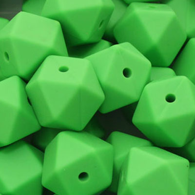 18 MM HEXAGON SILICONE BEADS LIME GREEN - 3 PCS