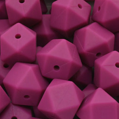 18 MM HEXAGON SILICONE BEADS MAGENTA - 3 PCS