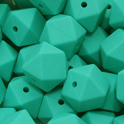 18 MM HEXAGON SILICONE BEADS MINT - 3 PCS