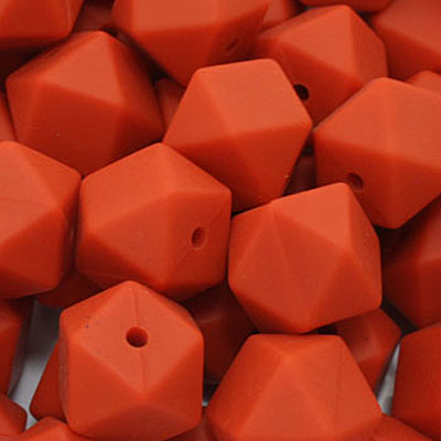 18 MM HEXAGON SILICONE BEADS RED - 3 PCS
