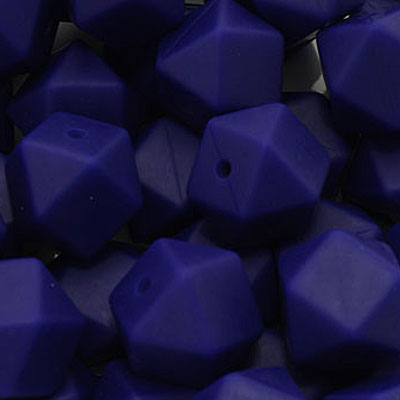 18 MM HEXAGON SILICONE BEADS ROYAL BLUE - 3 PCS