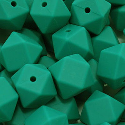 18 MM HEXAGON SILICONE BEADS TEAL - 3 PCS