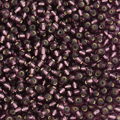 #8/0 ROCAILLES - APPROX 40G - SILVER LINED AMETHYST