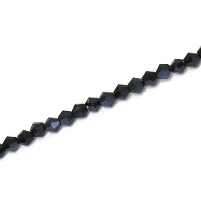 3MM CRYSTAL BI-CONE STRANDS - APPROX 125/PCS - BLACK HEMATITE