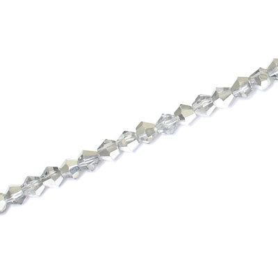 3MM CRYSTAL BI-CONE STRANDS - APPROX 125/PCS - CLEAR / METALLIC SILVER