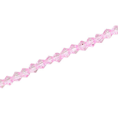 3MM CRYSTAL BI-CONE STRANDS - APPROX 100/PCS - PINK
