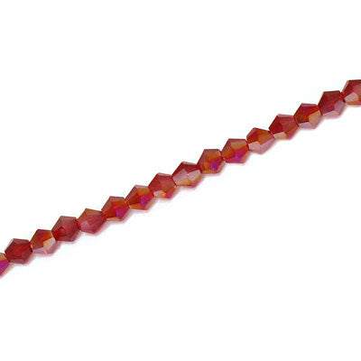 3MM CRYSTAL BI-CONE STRANDS - APPROX 100/PCS - RED AB