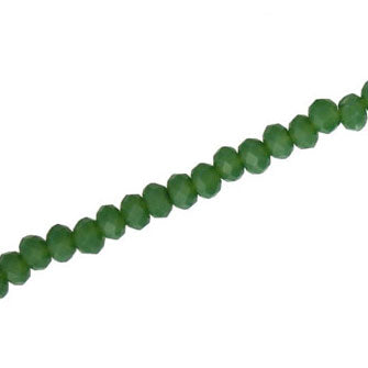 4 X 3 MM CRYSTAL RONDELLE BEADS OPAQUE FERN GREEN- APPROX 140 / PCS