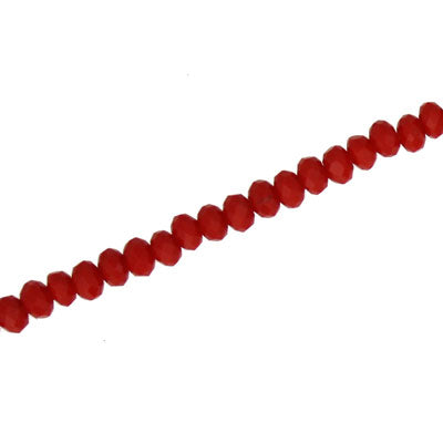 3 X 2 MM CRYSTAL RONDELLE BEADS OPAQUE RED - APPROX 150 / PCS