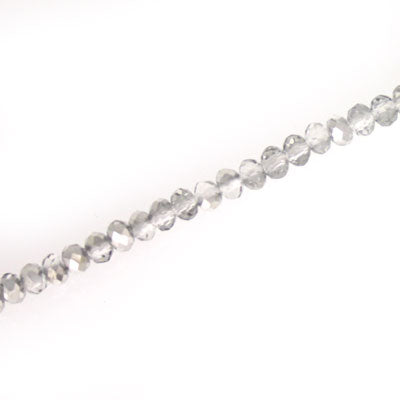 3 X 2 MM CRYSTAL RONDELLE BEADS CLEAR SILVER METALLIC - APPROX 150 / PCS