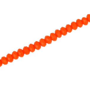 3.5 X 2.5 MM CRYSTAL RONDELLE BEADS OPAQUE BRIGHT ORANGE - APPROX 140 / PCS