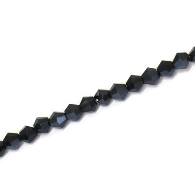 4MM CRYSTAL BI-CONE STRANDS - APPROX 98 PCS - BLACK HEMATITE
