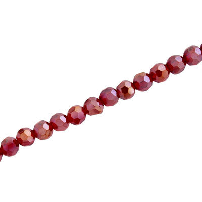 4MM FACETED ROUND CRYSTAL BEADS - APPROX 98/PCS - DARK RED AB