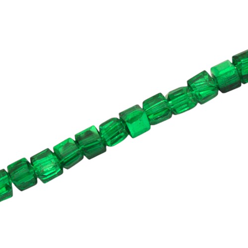 4 MM CUBE BEADS APPROX 98 PCS / CRYSTAL METALLIC GREEN