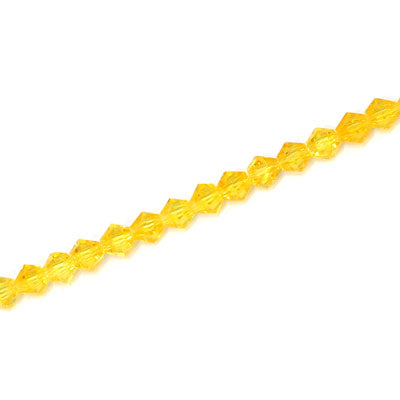 4MM CRYSTAL BI-CONE STRANDS - APPROX 98 PCS - GOLD YELLOW