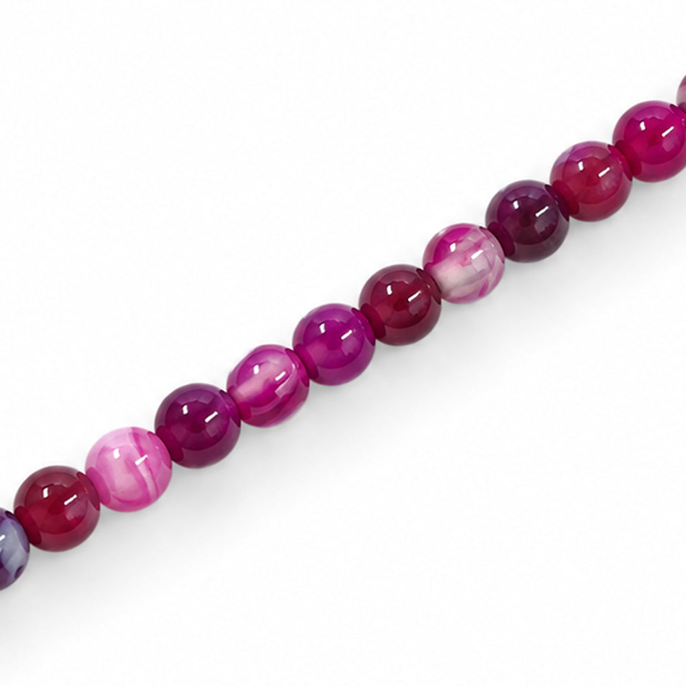 Agate Dark Pink Beads 4mm Round Dyed – Approx 90pcs