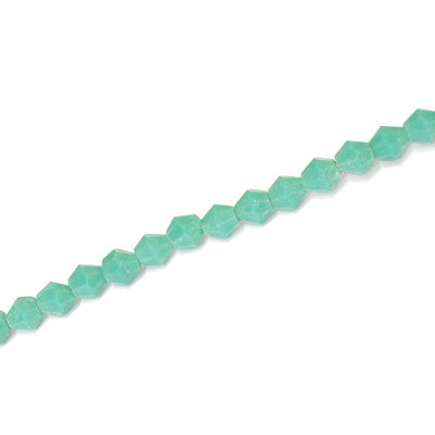 4MM CRYSTAL BI-CONE STRANDS - APPROX 98 PCS - OPAQUE GREEN TURQUOISE
