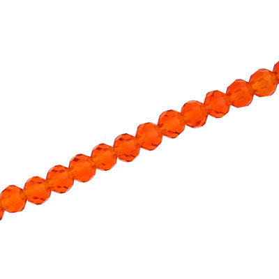 4MM FACETED ROUND CRYSTAL BEADS - APPROX 98/PCS - ORANGE