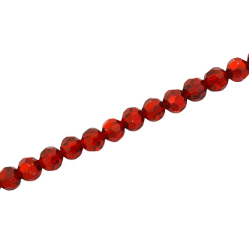 4MM FACETED ROUND BEADS - APPROX 88/PCS - CRYSTAL / METALLIC RED