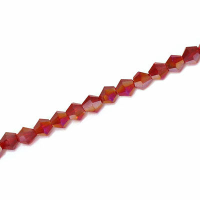 4MM CRYSTAL BI-CONE STRANDS - APPROX 98 PCS - RED AB
