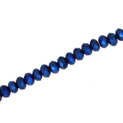 4 X 3 MM CRYSTAL RONDELLE BEADS METALLIC BLUE - APPROX 140 / PCS