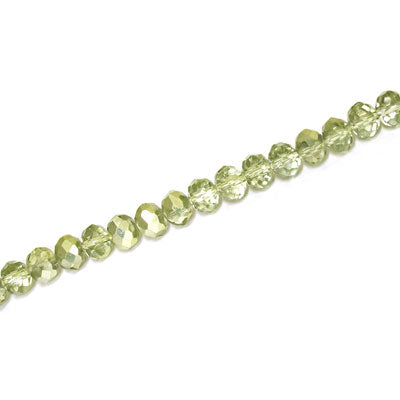 3.5 X 2.5 MM CRYSTAL RONDELLE BEADS CRYSTAL METALLIC LIGHT OLIVE - APPROX 125 / PCS