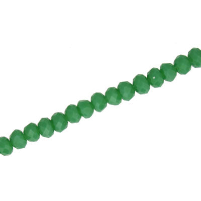 4 X 3 MM CRYSTAL RONDELLE BEADS OPAQUE GREEN - APPROX 140 / PCS