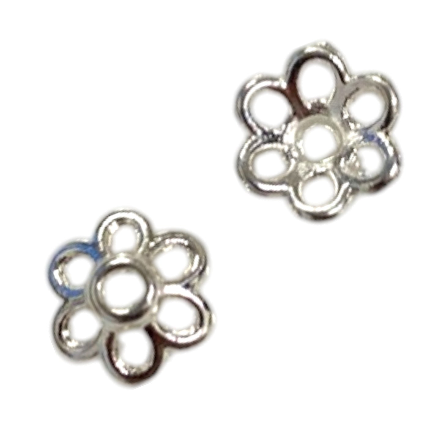 5 X 2 MM SILVER CAP BEADS - 10 PCS