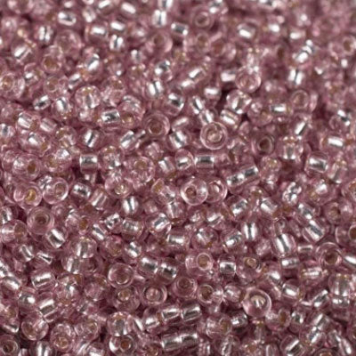 #6/0 ROCAILLES - APPROX 40G - SILVER LINED DUSTY PINK