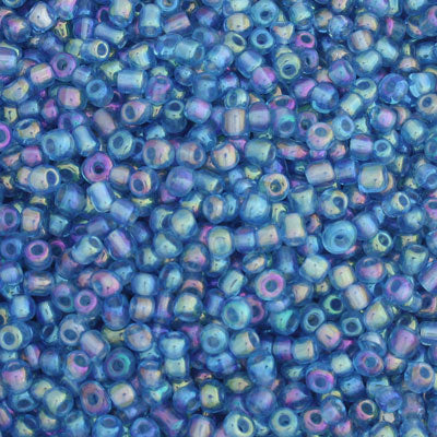 #6/0 SEED BEADS - APPROX 100G - AQUA RAINBOW