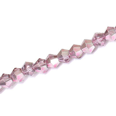 6MM CRYSTAL BI-CONE STRANDS - APPROX 48/PCS - CRYSTAL METALLIC PINK