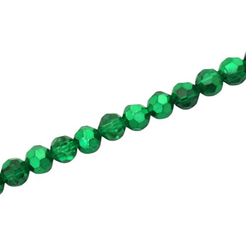 6MM FACETED ROUND BEADS - APPROX 95/PCS - CRYSTAL / METALLIC GREEN