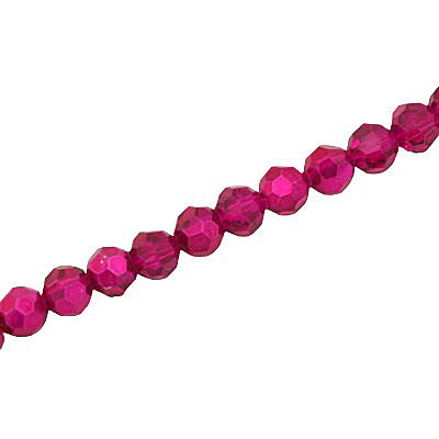 6MM FACETED ROUND CRYSTAL BEADS - APPROX 98/PCS - CRYSTAL METALLIC DARK PINK