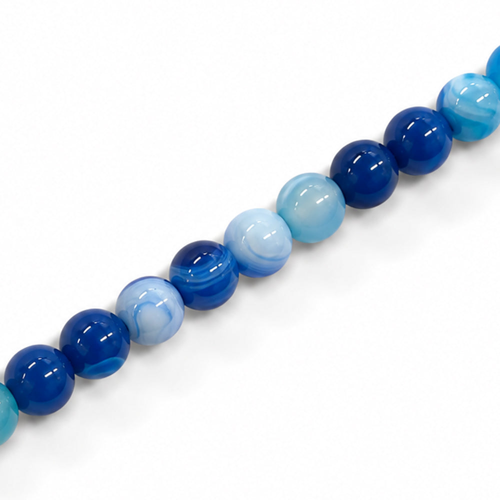 Agate Blue Beads 6mm Round Dyed – Approx 62pcs