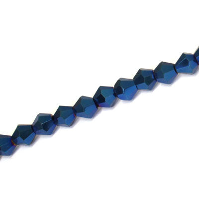 6MM CRYSTAL BI-CONE STRANDS - APPROX 48/PCS - METALLIC BLUE
