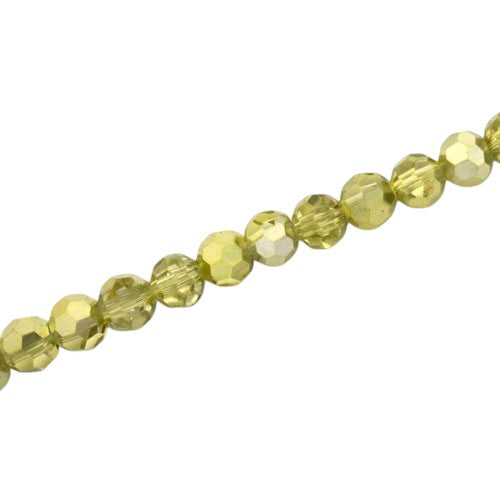 6MM FACETED ROUND BEADS - APPROX 95/PCS - CRYSTAL / METALLIC OLIVE