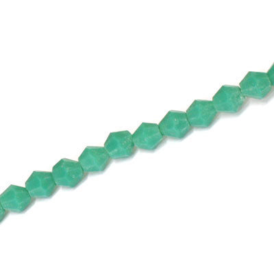 6MM CRYSTAL BI-CONE STRANDS - APPROX 47 PCS - OPAQUE TURQUOISE GREEN