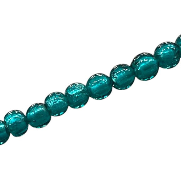 6 MM ROUND FOIL BEADS TEAL - 48 PCS