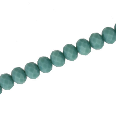 6 X 4 MM CRYSTAL RONDELLE BEADS OPAQUE TURQUOISE GREEN - APPROX 100 / PCS