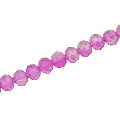 6 X 4 MM CRYSTAL RONDELLE BEADS PINK / PURPLE AB - APPROX 92 / PCS