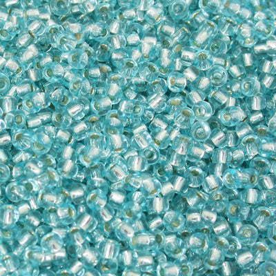 #8/0 ROCAILLES - APPROX 40G - SILVER LINED LIGHT AQUA