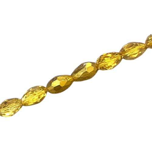 8 X 6 MM TEARDROP BEADS CRYSTAL / METALLIC GOLD - 64 PCS