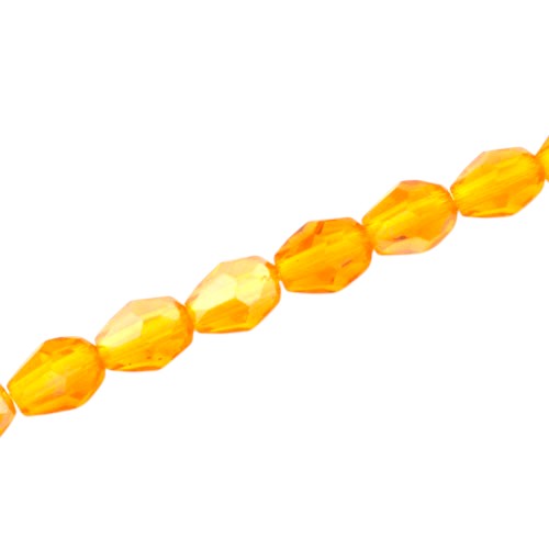 8 X 6 MM TEARDROP BEADS CRYSTAL ORANGE - 64 PCS